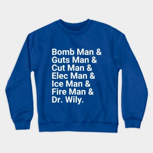 Mega Man Bosses Helvetica List Crewneck Sweatshirt